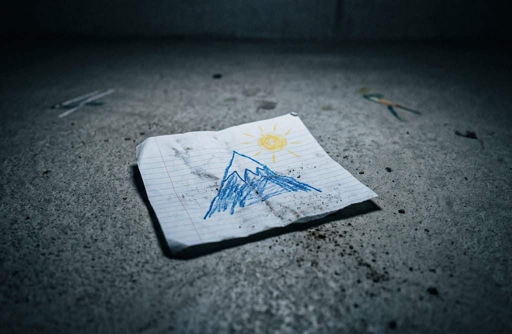 jeremy dei pearl jam - disegno con montagna e sole