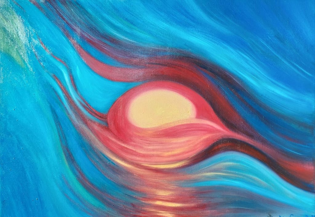 Fede e scienza due mondi complementari, olio su tela, cm 70×50, 2021,