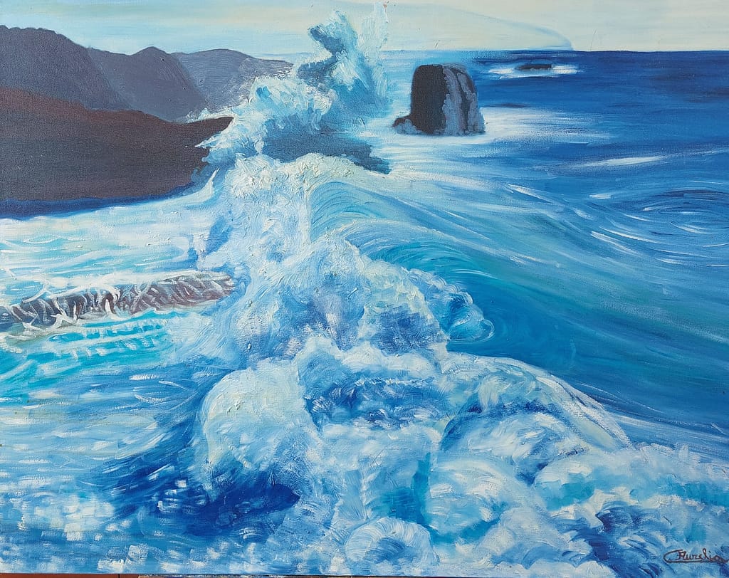 Oceano Atlantico, olio su tela con pennello, cm 90×70, 2005,