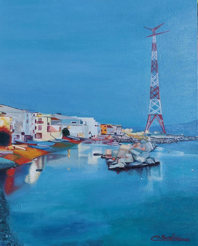 Torre Faro Sicilia, olio su tela con pennello, cm 59×49,2011